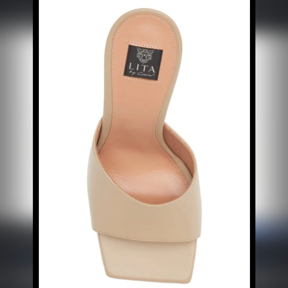 LITA by CIARA Solid Square Toe Slide  Sandal in Sand, & Black NWT - Picture 2 of 12